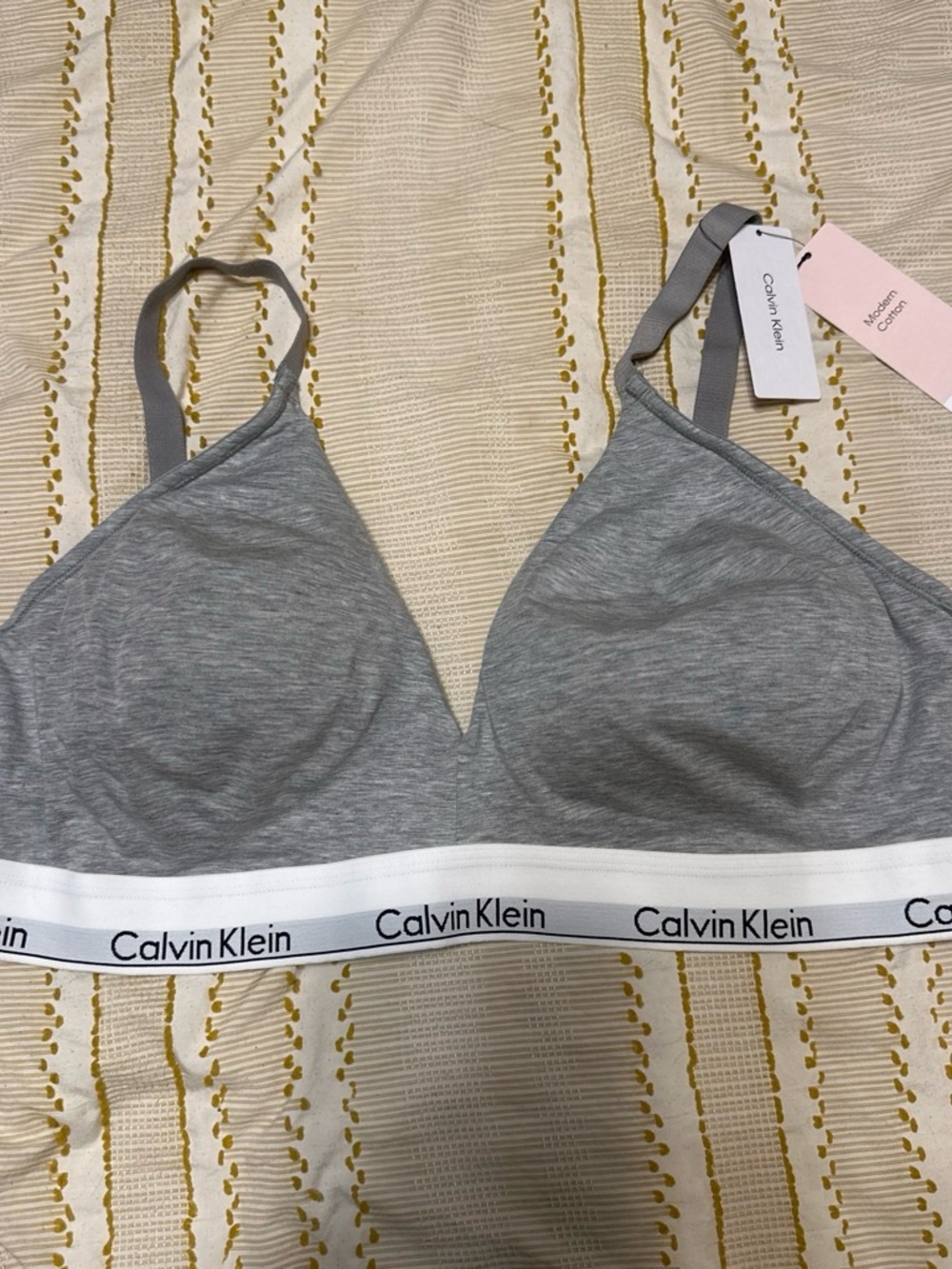 Calvin Klein Grey Cotton Logo Elastic Bralette